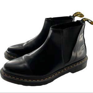 DR MARTENS Bianca Black Smooth Leather Chelsea Ankle Boots in Silver Arcadia 9
